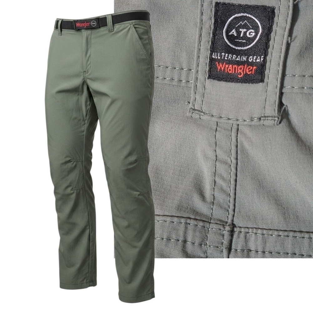Wrangler ATG Pants Mens 40 Green All Terrain Gear Hiking Outdoor Straight Leg